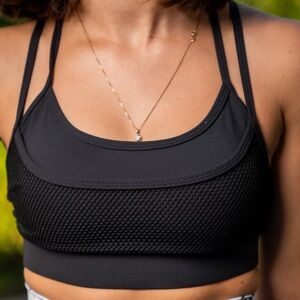 TYC black mesh Sports Bra in Black NWT Size S